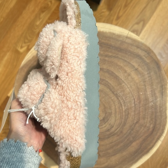 Birkenstock Arizona Big Buckle Shearling Slide Sandal Teddy Crystal Rose Size 39 - Picture 2 of 9